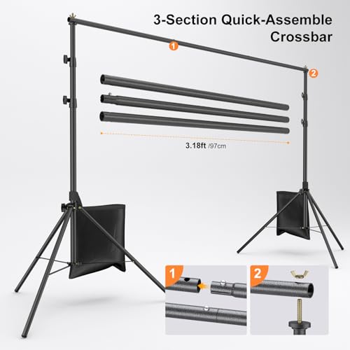 LINCO Lincostore Backdrop Stand Kit 9.4x8.3ft(WXH) for Party Photography - size: 9.4x8.3 ft