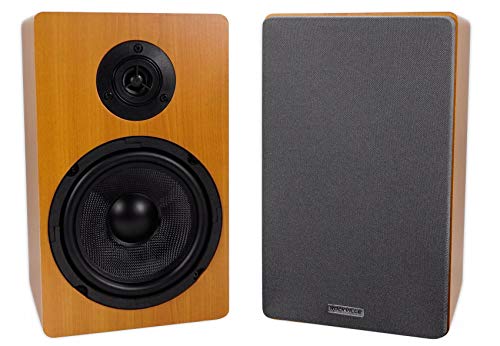 Rockville RockShelf 64C Wood 6.5" Home Theater Bookshelf Speakers, Pair | 400W Peak/100W RMS, 4 Ohm, Kevlar Woofer, Silk Dome Tweeter, Wall Mountable, Magnetic Grill, MDF Cabinet - color: Classic
