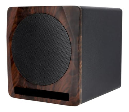 Rockville APM10D Active Studio Subwoofer in Dark Wood, 10", 400W, MDF Wood, RCA/XLR/Optical, Front-Firing Port, Perfect for Studios and Music Production - color: dark wood