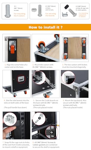 Movable AV Gear Rack 12U 19in Mobile Floor Standing Network Device Storage Cabinet Stand - Audio Stereo Studio DJ Equipment Rack Server IT Data Devices Storage Cabinet with Castors - size: 12U