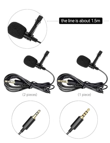 Lavalier Clip on Microphone, Portable Lav Mic for Android Smartphone Camera Podcast Laptop, Hands Free Recording Mic for YouTube,Interview,Video (3 Packs)