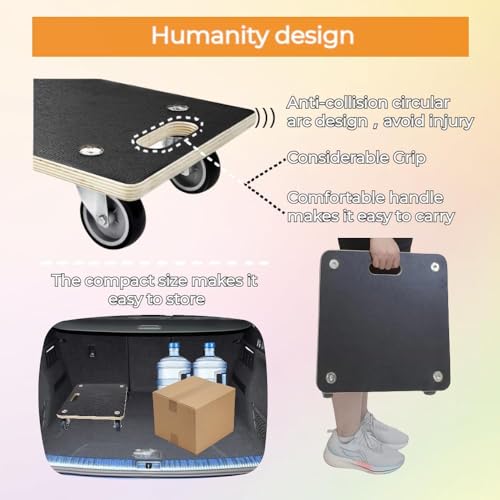 Hardwood Furniture Moving Wooden Dolly with 4 Rubber Silent Wheels,15 Inch Securely Holds 2204 Lbs Heavy Duty Rolling Mover for Piano Couch Fridge Washing Machine Big Plant, 2 Packs - size: Square Furniture Dolly with TPR Wheels