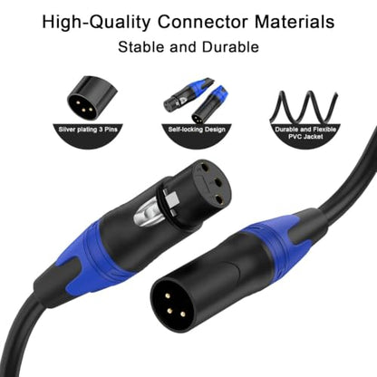 (5 FT- 2 Pack) XLR Splitter Cable, 1 Male to 2 Female XLR Y Splitter Micrphone Cable, 3pin Male to Dual Female Y-Splitter Balanced Mic Audio Cables for Stereo Mic to L & R Audio Track - size: 5 ft-2Pack