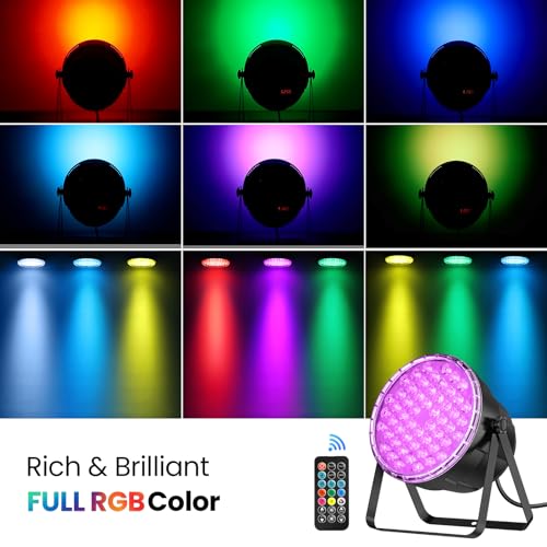 Big Dipper LED Stage Lights Par Lights 54X3W RGB 3in1 Bright Lighting with Master-Slave DMX 512 Sound Activated Spotlights Uplights Remote Control for Event Concert Club Church 2 Pack