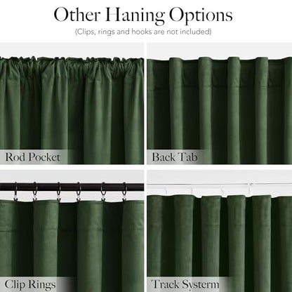 RYB HOME Olive Green Velvet Blackout Curtains 84 inches Long for Bedroom - color: Olive Green, size: 52"W x 84"L (Pack of 2)