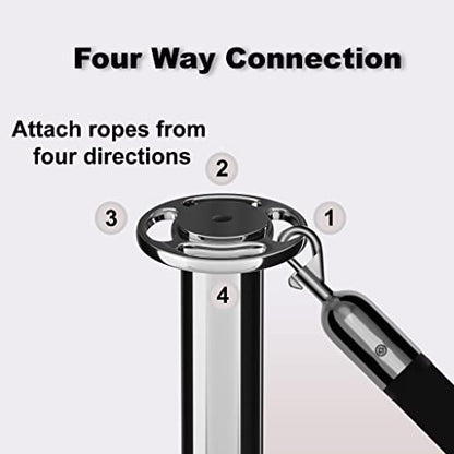 Montour Line CXlineR Post and Rope Stanchion, Fixed/Removable Base, (Satin Stainless Steel Post, Ball Top) - color: Ball Top, size: Satin Stainless Steel