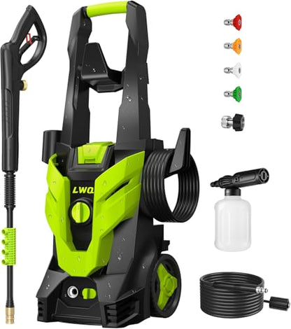 Pressure Washer, Power Washer with 4 Quick Connect Nozzles 1 Foam Cannon, High Pressure Cleaning Machine for Cars/Fences/Driveways/Patios/Farms/Home Cleaning(Bright Green) - color: Bright Green