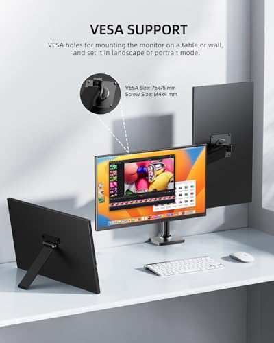 UPERFECT Portable Monitor, 18.5" 120Hz 1080P Laptop Gaming Display | 125% sRGB, HDR, FreeSync, 350 Nits Brightness, VESA Support, Stand Included, USB-C & Mini HDMI Screen for Gaming & Travel - size: 18.5"