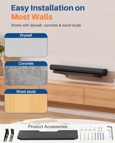 BYMECOST Soundbar Mount, Wooden-Style Heavy Duty Wall Bracket Mount | Universal Sound Bar Mount Bracket Fits Most of Sound Bars, Floating Wall Shelf Holds up to 88LBS for Samsung Sony JBL Vizio - color: Style 1