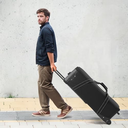 VEVOR Studio Equipment Trolley Case, 35.83 x 11.81 x 14 in / 91 x 30 x 35.5 cm, Rolling Camera Bag, Carrying Bag with Wheels Straps Padded Compartment Handle, for Light Stands, Tripods, Telescopes - size: Medium