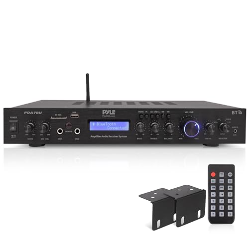 Pyle 5 Channel Rack Mount Bluetooth Amplifier Receiver - 200 Watt Home Theater Amp, Bluetooth Wireless Streaming, MP3/USB/SD/AUX, Digital ID3 LCD Display - PDA7BU.5