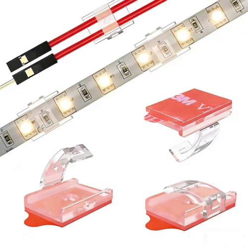 ATB- 100 Pack LED Strip Light Mounting Brackets, Self-Adhesive & Screw-in Dual Installation, LED Clips for 8-10mm (0.31-0.39in) Width, Height <2.8mm (0.11in) Indoor Strip Lights, Include 102 Screws
