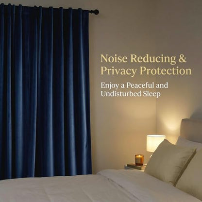 Navy Blue Velvet Curtains 84 inches Long Room Darkening Thermal Insulated | Super Soft, 2 Panels, Window Drapes with Back Tab & Rod Pocket for Living Room Bedroom, 52" W x 84" L - color: Navy Blue, size: 52"W x 84"L (Pack of 2)