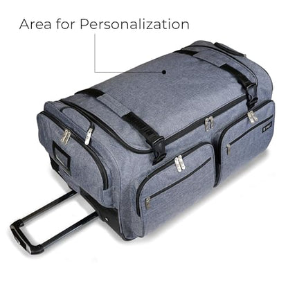 Mavii Deluxe Dance Bag with Garment Rack, 28 Inch Rolling Duffel for Competitions & Travel, Patent-Pending Stability Frames, Lightweight Aluminum Rack, Wheeled Upright Luggage, Heathered Gray - color: Grey-Deluxe 28"