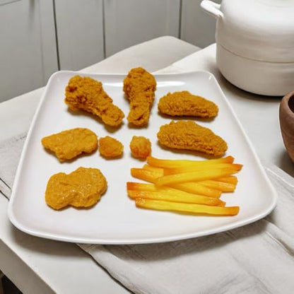 17pcs Artificial Fake Fried Food Model Set, Included Fake Fried Chicken Leg &Wing&Nuggets&Popcorn and Fake Fries,Simulation Fried Food Photography Display Props - color: 17pcs Fake Fried Food Model Set
