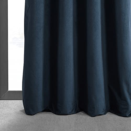 HPD Half Price Drapes Signature Grommet Blackout Velvet Curtains 108 Inches Long Heat & Full Light Blocking Blackout Curtains for Bedroom & Living Room (1 Panel), 50W x 108L, Midnight Blue - color: Midnight Blue, size: 50"W x 108"L (Pack of 1)