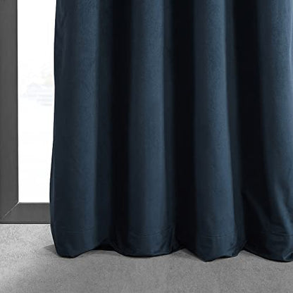HPD Half Price Drapes Signature Grommet Blackout Velvet Curtains 108 Inches Long Heat & Full Light Blocking Blackout Curtains for Bedroom & Living Room (1 Panel), 50W x 108L, Midnight Blue - color: Midnight Blue, size: 50"W x 108"L (Pack of 1)