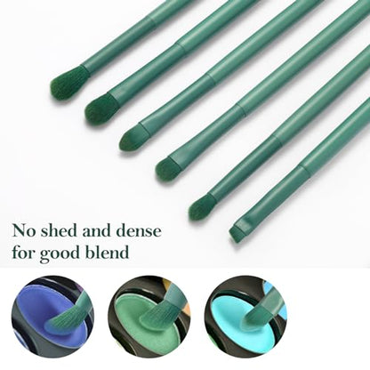 Eye Makeup Brush Set, 6 Pcs Professional Blending Eyeshadow Makeup Brushes for Concealer Eyebrows Eyeliner, Soft Hairs & Wood Handle (green)… - color: green 6pcs