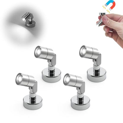 Suzeyar Metal Miniature LED Light,Tiny Spot Lights with Magnet Base,Battery Operated LED Lights,Wireless Miniature Spot Light for Artwork Painting,Jewelry Showcase,DIY Hand Craft (Cool White) - color: Cool White