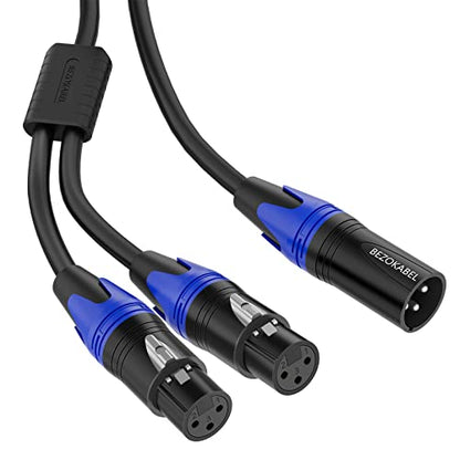 XLR Splitter, Balanced XLR Y Splitter Cable Male to 2 Female 1ft | Balanced Audio Splitter for Microphone, Oxygen-Free Copper, PVC Jacket - size: 1ft, style: Male to 2 Female XLR