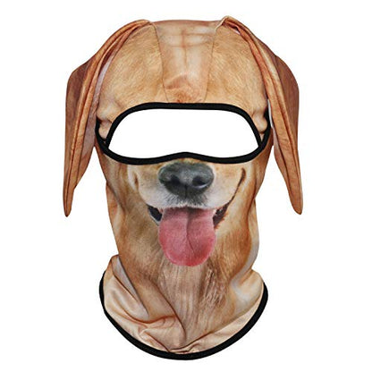 WTACTFUL 3D Animal Ears Balaclava, Breathable Face Mask for Halloween | Stand-Up Ears, Windproof Dustproof, Quick-Dry, No Fade Print, Soft, for Music Festivals Raves Ski Snowboard Moto Party - color: Golden Retriever Mss-01