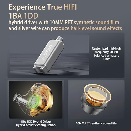 in Ear Monitor Headphones Hybrid 1BA+1DD HiFi Deep Bass IEM Earphones White - color: QT820-White no Mic