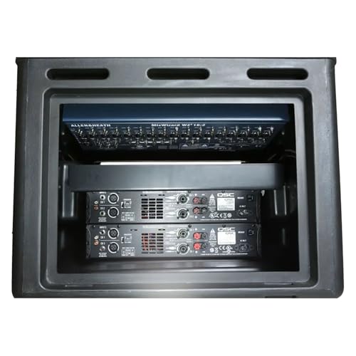 SKB Roto Rack/Mixer Console, 10U Slanted Rackmount on top, 6U Rackmount in Front with Steel Threaded Rails, Hard Lid and Doors and Side Access Ports - size: 1SKB-R106