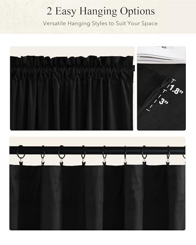 StangH Black Curtains 84 Inch Luxury Velvet Blackout Drapes 2 Panels | Enhanced Sleep Privacy, Thermal Insulated, Noise Reducing, Skin Friendly Panels, Home Cinema - color: Black, size: 52"W x 84"L (Pack of 2)