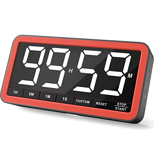 VOCOO Large 7.8" Digital Timer, Magnetic LED Timer for Kitchen & Classroom - color: Black Red