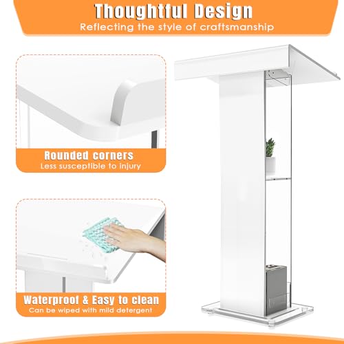 45.3 Acrylic Podium Lectern, Pulpit for Churches with Double Shelves, Modern Plexiglass Pulpits Lectern, Stand Up Pulpits for Classroom, Conference, Wedding - size: 45.3IN