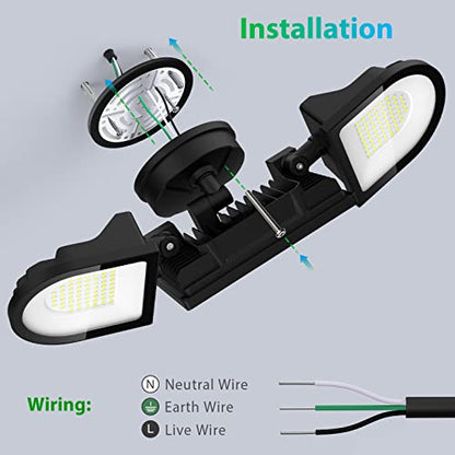 iMaihom 100W Flood Lights Outdoor, 9000LM Ultra Bright LED Flood Light Outdoor, 3 Adjustable Heads Security Lights, IP65 Waterproof Outside Flood Light, 6500K Floodlight for Yard Garage Court (Black)