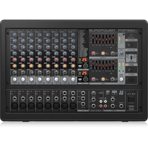 Behringer EUROPOWER PMP1680S 1600W 10-Channel Powered Mixer, Bundle with 2x H&A XLR M To F Cable