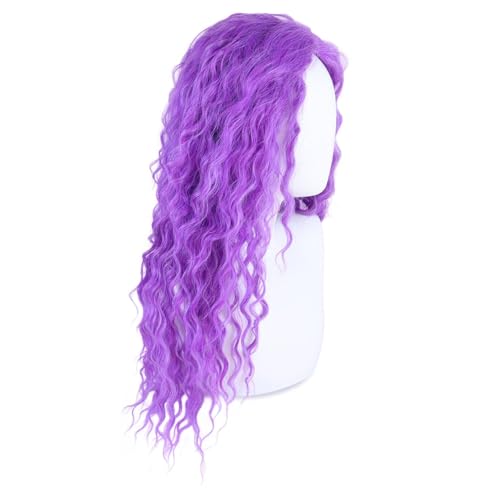 26 Inch Long Purple Wigs for Women Free Part Curly Wavy Wig Drag Queen Hair - color: Purple
