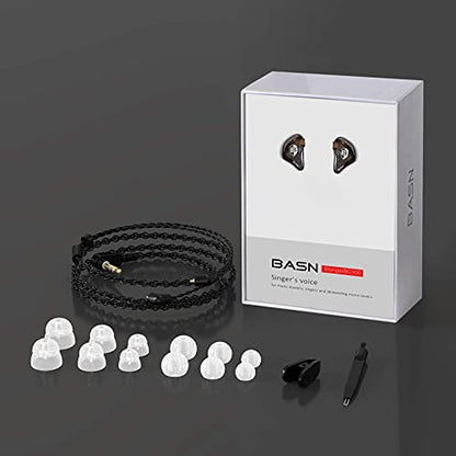 BASN Bsinger BC100 in Ear Monitor Headphone with Dual Drivers, Clear Brown | Noise Isolation Dynamic Drivers IEM Earphone with Detachable MMCX Cable for Singer Musician Drummer,Secure Fit Gaming Earbud - color: Brown