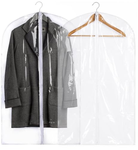Handy Laundry Clear Vinyl Garment Bag - Protect Your Clothing While Traveling & Dust Free While Hanging in Your Closet. Ideal for Coats, Suits, Dresses or Gowns - Set of 2 (24 X 42 Inches) - size: 24" x 42", style: Clear Vinyl