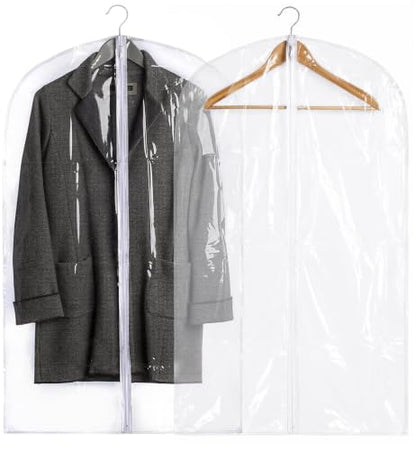 Handy Laundry Clear Vinyl Garment Bag - Protect Your Clothing While Traveling & Dust Free While Hanging in Your Closet. Ideal for Coats, Suits, Dresses or Gowns - Set of 2 (24 X 42 Inches) - size: 24" x 42", style: Clear Vinyl