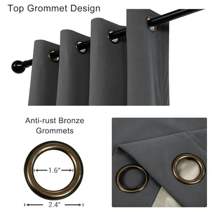 100% Full Blackout Velvet Curtains with Liner 52x108 Long Dark Gray - color: Dark Gray, size: 52"W x 108"L (Pack of 2)