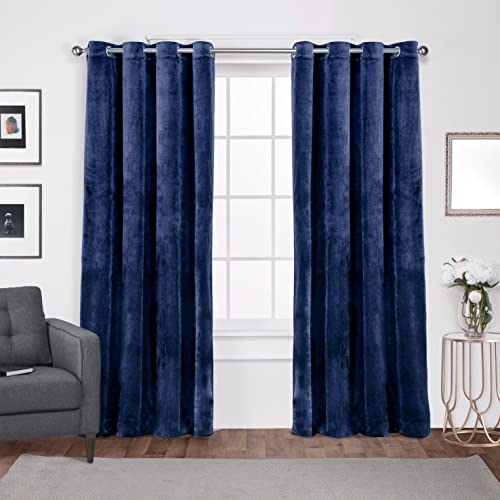 Exclusive Home Curtains EH8196-03 2-108G Velvet Heavyweight Grommet Top Curtain Panel Pair, 54x108, Navy, 2 Count - color: Navy, size: 54"W x 108"L (Pack of 2)