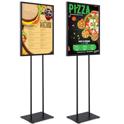 2 Pcs 22" x 28" Twin Pole Bulletin Sign Holder Floor Stand Heavy Duty Floor Standing Poster Display Stand Black Display Poster Holder with Rectangular Base for Outdoor Indoor Store Business - size: 22 x 28 Inch