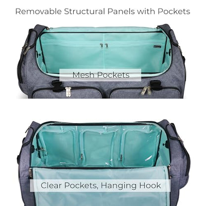 Mavii Deluxe Dance Bag with Garment Rack, 28 Inch Rolling Duffel for Competitions & Travel, Patent-Pending Stability Frames, Lightweight Aluminum Rack, Wheeled Upright Luggage, Heathered Gray - color: Grey-Deluxe 28"