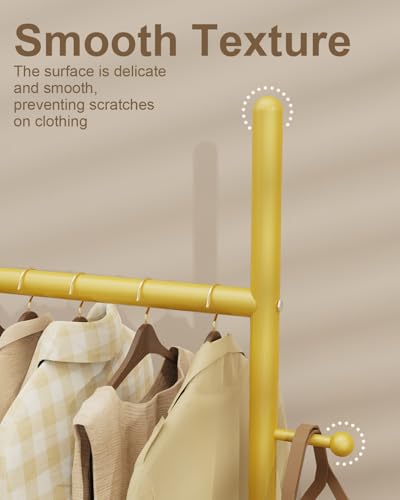 Coat Rack Freestanding, Clothes Rail, 19.7x11.8x68.9 In, Gold | Modern Garment Rack with 2 Hooks and Heavy Rock Slab Base, Industrial Metal Clothing Hanger Stand for Entryway, Living Room - color: Gold, size: 11.8 x 19.7 x 68.9 In