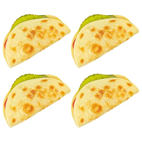 Framendino, 4 Pack Artificial Pancake Taco Fake Burrito Dessert Simulated Food Model Lifelike Props for Display Photography