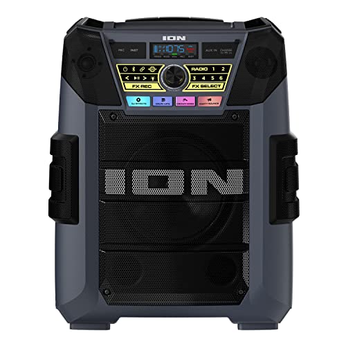 ION Block Rocker XL 220W Bluetooth Outdoor Speaker with Wheels | Water Resistant, Radio, Karaoke Mic, USB Charging, Stereo Linking, Bass Boost and App Control, for Parties and Outdoor Events - style: 220W water-resistant