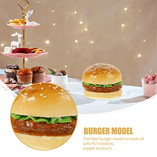 Sewroro 2 Pcs Fake Burgers Pu Artificial Burger Props 3.74 X 3.74 X 2.95 in Simulation Food for Photography Props Shop Burger Decors Display Food Decor Party and Kids Toy