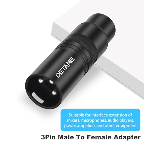 3Pin XLR Male to Female Audio Adapter, Black Painted Zinc Alloy Shell,for Mic,Amplifier, Mixer XLR 3-Pin Audio Connectors DMX 512 Adapter-3Pack - color: XLR M To F*3