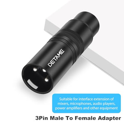 3Pin XLR Male to Female Audio Adapter, Black Painted Zinc Alloy Shell,for Mic,Amplifier, Mixer XLR 3-Pin Audio Connectors DMX 512 Adapter-3Pack - color: XLR M To F*3