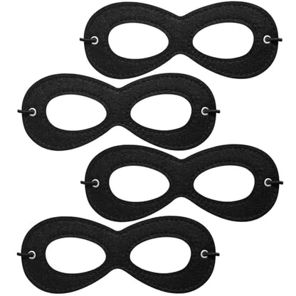 Superhero Black Eye Masks - Felt Halloween Dress Up Masks, Adjustable Black Masks with Elastic Rope - Great Party Cosplay Accessory - for Superhero Bandit Thief Adult Kids(4 Pcs) - style: 4 Pcs