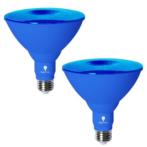 Bluex Bulbs 2 Pack BlueX LED Par38 Flood Blue Light Bulb - 18W (120Watt Equivalent) - Damp Rated Dimmable - E26 Base Red LED Lights - color: Blue, size: 2 Pack