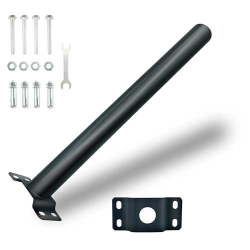 Light Pole Mount,20 Inch Length Solar Pole Mounting Bracket Extension Kit Wall Flag Black Metal Pipes Barn Light Fixture Antenna Adapter Outdoor Arm for LED Street Light (20 inches Black) - size: 20 inches black
