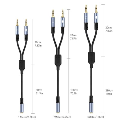 3.3FT 3.5mm Headphone Splitter, 1/8 inches Female to Dual Male Audio Splitter Cable, Stereo Jack Earphones Headset to PC Laptop Adapter, 2-in-1 Y Separator Aux Dongle Converters, for computer - size: 3.3FT, style: 1/8" TRS Stereo Female to Dual Male